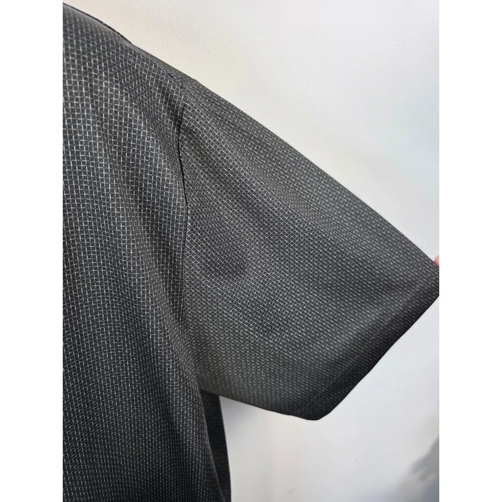 Callaway Opti-Dri Mens Large Black Gray Grid Performance Golf Polo Shirt Logo